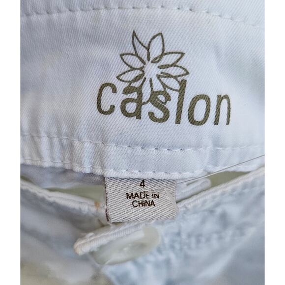 Caslon Womens Capri Pants 4 Small White Cargo Bermuda Cotton Pockets Cropped - Picture 4 of 14